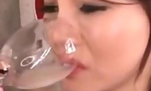 gorgeous japan jizz licking eating with drinking