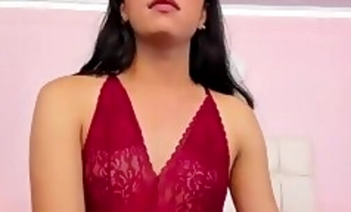 flexible Latina transgirl with sexy feet legs tugs big cock on webcam
