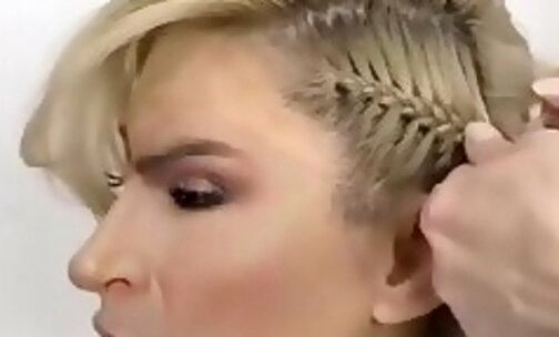Blond Tranny hairstyle at salon