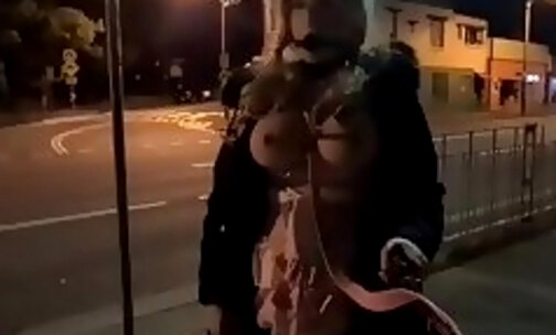 Gagged sissy maid hooker on the streets