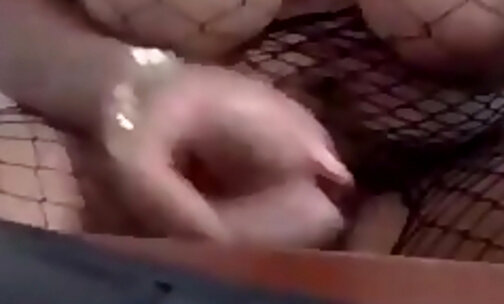 Amateur bbw shemale with huge tits masturbates closeup