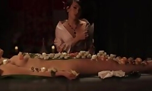 TRANSFIXED - Asian Muse Kasey Kei Has Passionate Sex With Gorgeous Nyotaimori Model Casey Ca