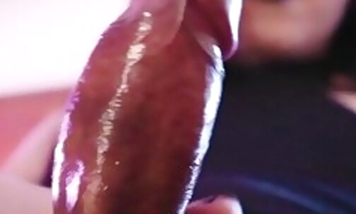 Close up hard cock teasing strokes