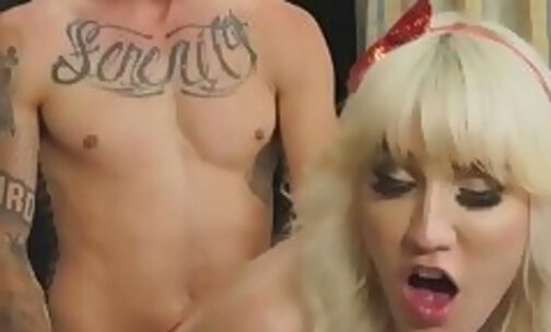 Blonde Lena Moon fucks tattooed stud before hot facial