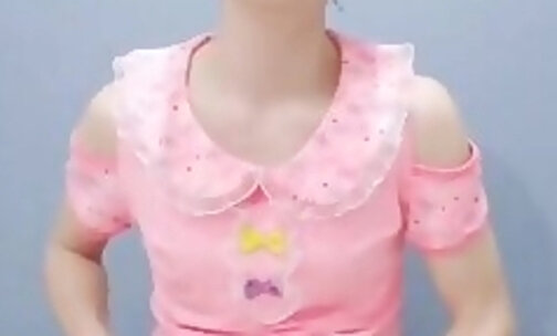 japan sissy wanking in pinky banish dress xhcl