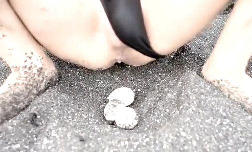 Asian Trans fucks on the beach after will lay her eggs in the sand.