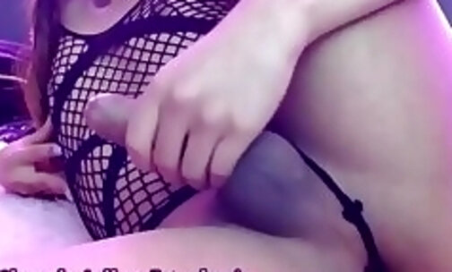 redhead teen latina transgirl tugs her dick on webcam