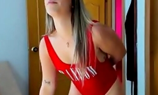 hot natural mexican in a red bodysuit