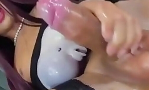 black sissy banging her fake vagina in a live webcam vi