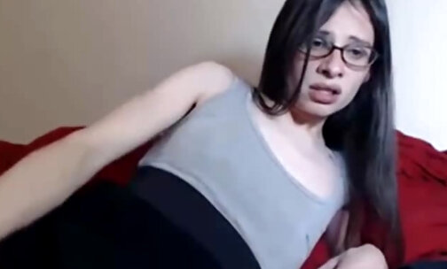 TGirl Cums on Her Dress