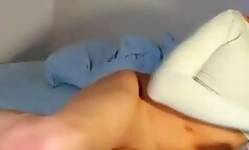 skinny european transgirl strokes her cock on webcam
