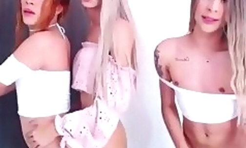 Latina TS Threesome Fucking Live Webcam Show