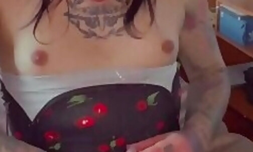 Wearing a cherry bodysuit I masturbated hot for you