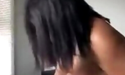 Big booty ebony shemale topping