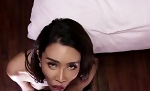 Amazing big tits Thai ladyboy in sexy lingerie gave me an amazing blowjob