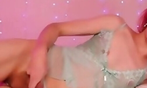 Pink Haired TS Kylie Boudoir Masturbation