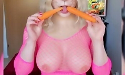 Super Cute Easter Bunny is waiting for a Big Cock Buck