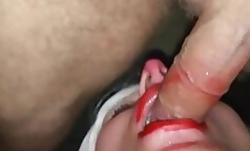 Penis in trans woman's mouth