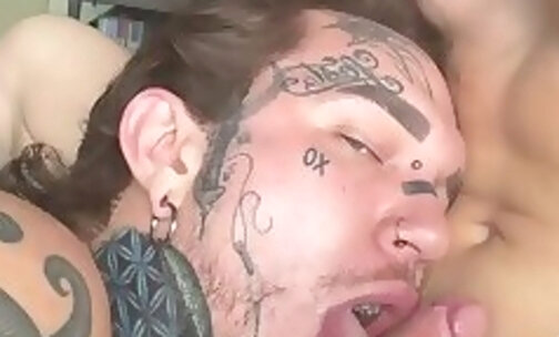 Tatted Guy Eating Hot Trans Load