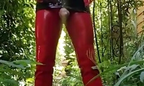 Pissing outdoor in latex and PVC
