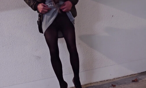 Very naughty outdoor piss in the pantyhose