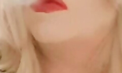 red lipstick smoking close up