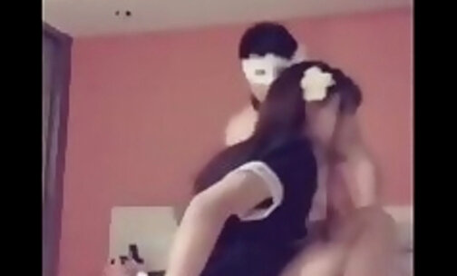 cd tranny maid is very active with rooting a masked que