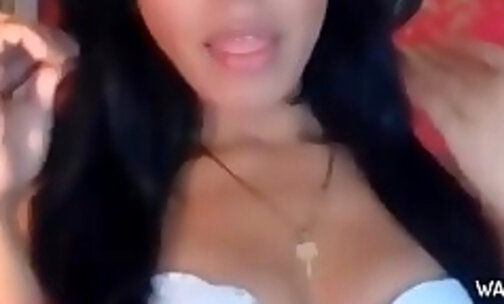 Beautiful tranny latina masturbates her shecock