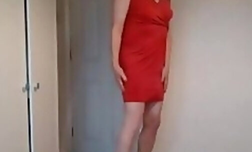 Red minidress and heels