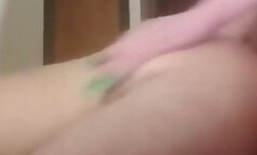 Pale green haired tranny fucking her bf
