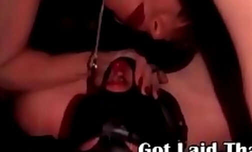 Domina tranny fucking her slave's mouth