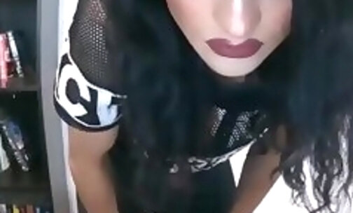 Athletic transsexual playing with her cock