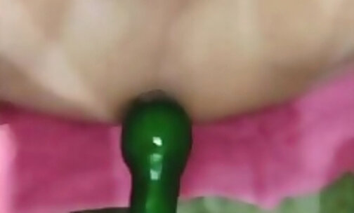 Gape anal Chubby Sissy huge cucumber