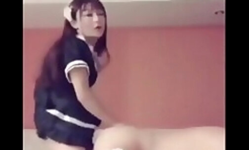 cd shemale maid is very active with banging a masked ga