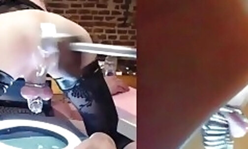 Awesome Crossdresser Anal Drilled by a Fucking Machine Part 8 in a WebCam Show