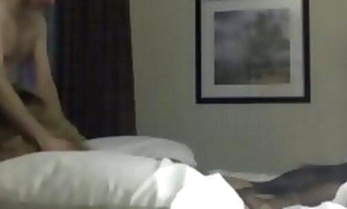 Blond ladyboy sucks cock and fucked in a hotel