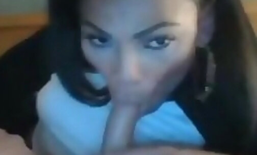 Ebony Spitting and Sucking a Nice penis