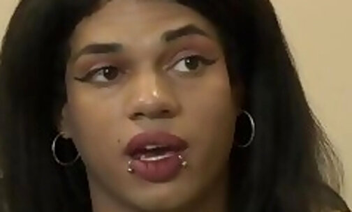 Busty ebony trans boss Morena Black anal reamed by employee