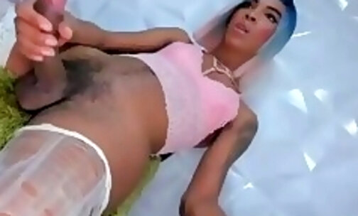 blue haired tranny and gigantic cock