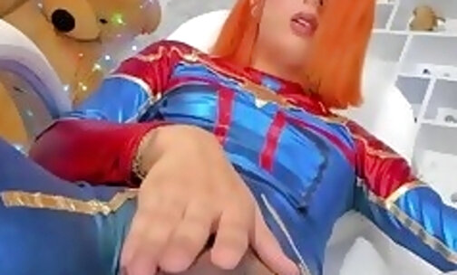 Outstanding Fat and Huge Wang Cosplay SheBoy at Live Webcam Show Part 4