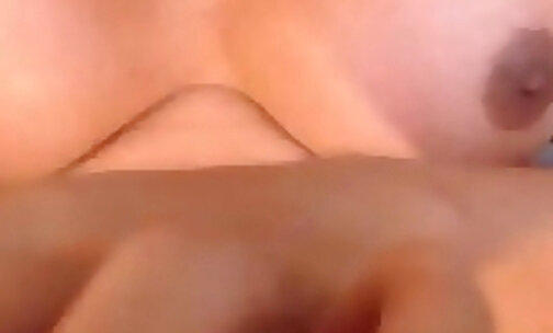 Huge boobs Asian trans in stockings wanks on webcam