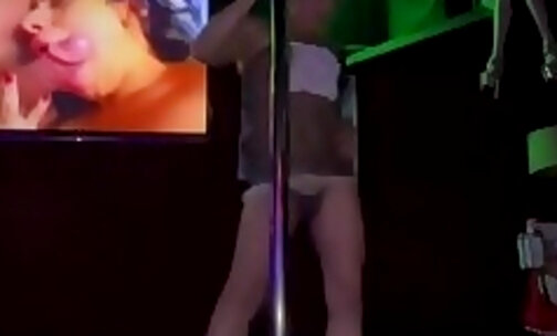 Transgender whore strip pole dance