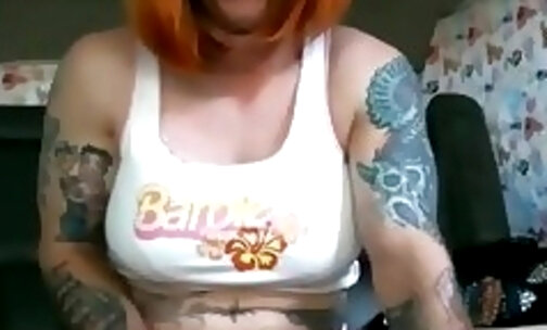 excited femboy in pink underwear in a live webcam video