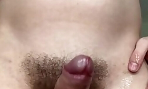 Hot shemale dildoing her ass and dripping her sexy hairy dick