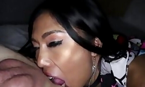 Perfect blowjob by horny big cock Asian shemale slut with perfect big tits
