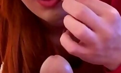 Sexy redhead Crossdresser suck Cock and swallow