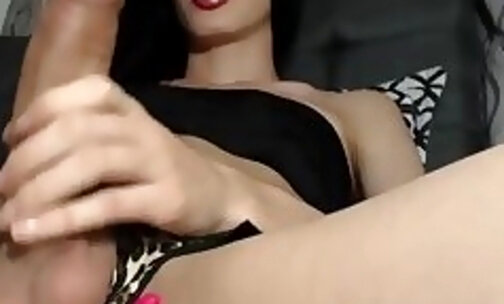 big balls latina teen tgirl jerks off her big heavy cock on webcam