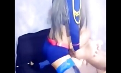 Ladyboy cutie demolishes her slave's ass